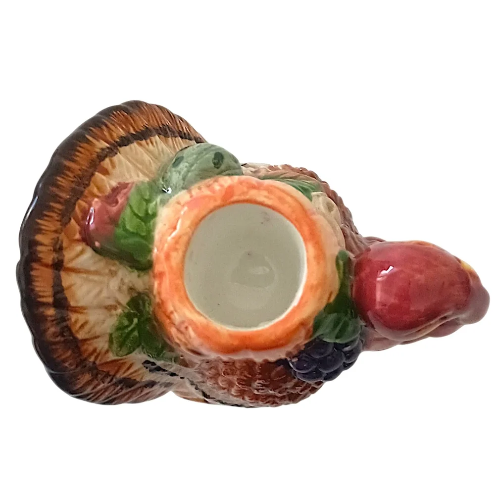Vtg Turkey‎ Candle Holder Candlestick Ceramic Single Thanksgiving Harvest Autumn